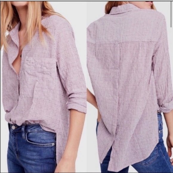 Free People Tops - Free People No Limits Split Back Striped T…